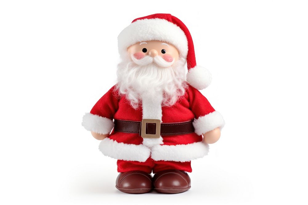 Cute santa claus doll white toy white background. AI generated Image by rawpixel.