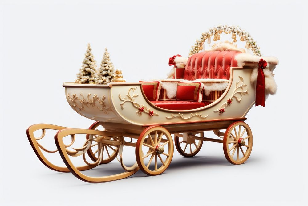 Christmas sleigh carriage vehicle white background. AI generated Image by rawpixel.