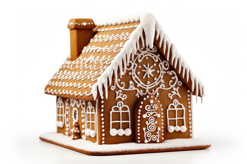 Ginger bread house gingerbread dessert cookie. AI generated Image by rawpixel.