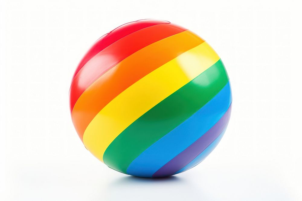 Rainbow colors beach ball rainbow sphere white background. AI generated Image by rawpixel.