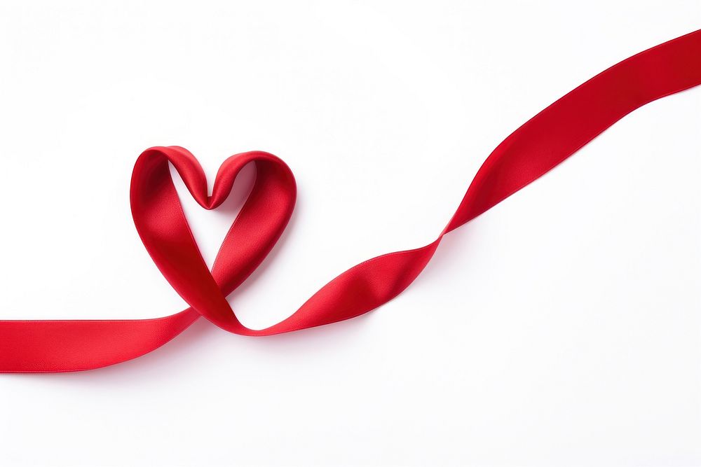 Red heart ribbon white background celebration circle. AI generated Image by rawpixel.