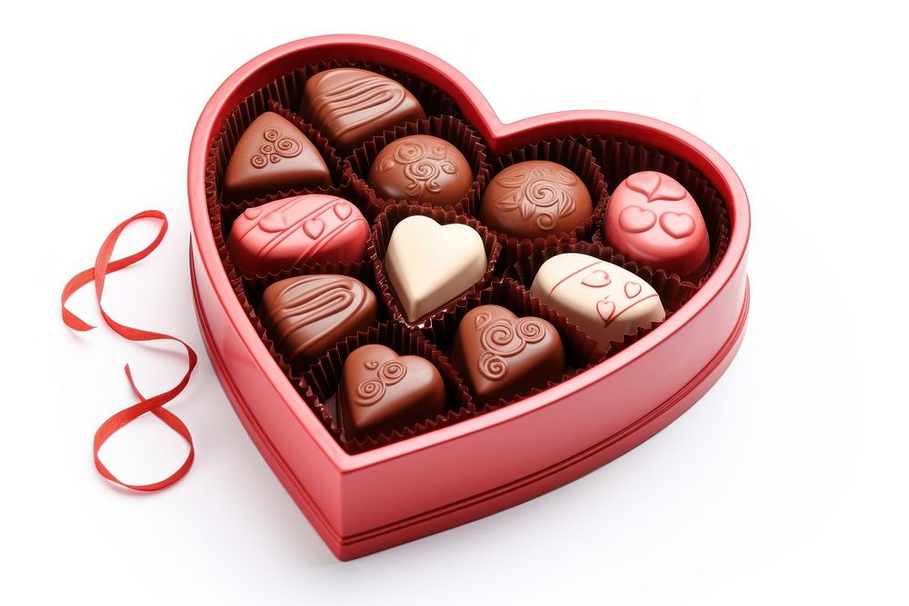 Valentine chocolate dessert food white background. AI generated Image by rawpixel.