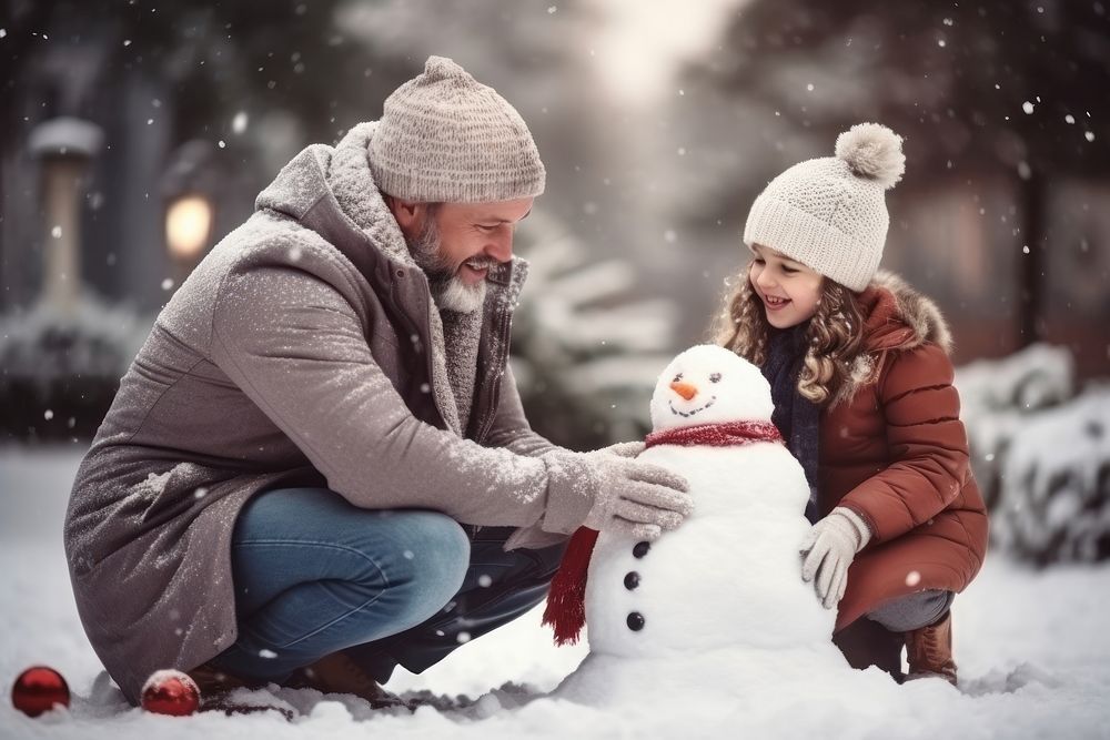 Family snowman christmas outdoors. AI generated Image by rawpixel.
