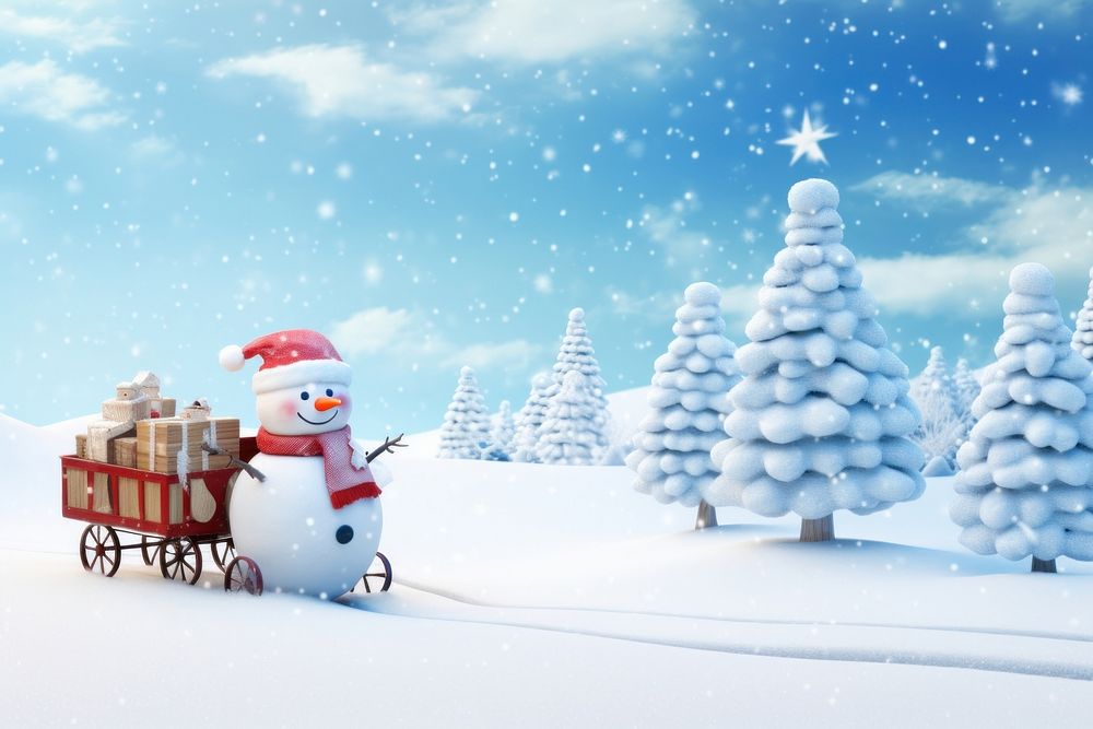 Christmas snowman winter landscape. AI generated Image by rawpixel.