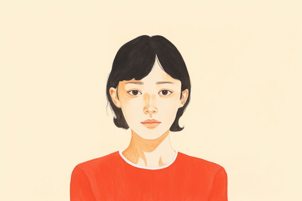Asian woman portrait drawing sketch. AI generated Image by rawpixel.