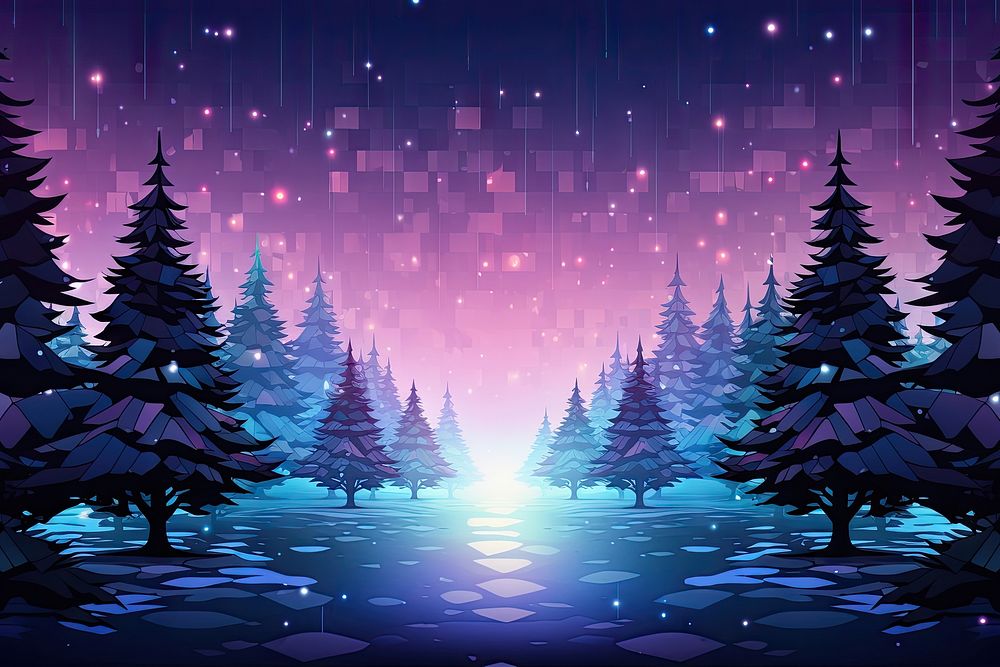 Magical forest christmas tree backgrounds. AI generated Image by rawpixel.