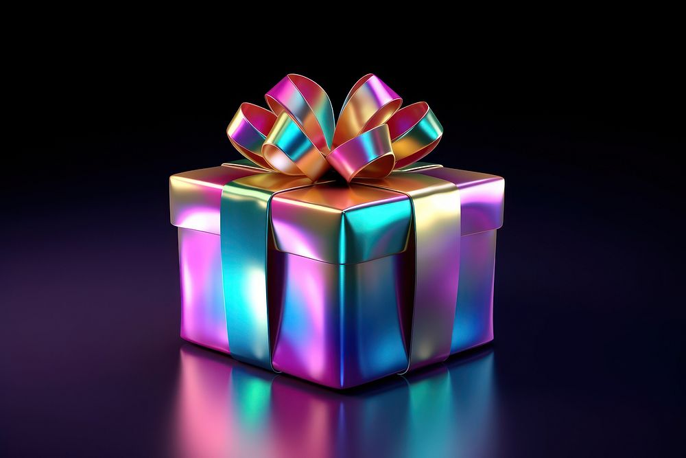 Gift iridescent illuminated celebration anniversary. AI generated Image by rawpixel.