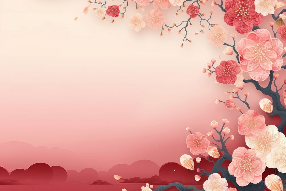 Chinese New Year backgrounds blossom flower. AI generated Image by rawpixel.