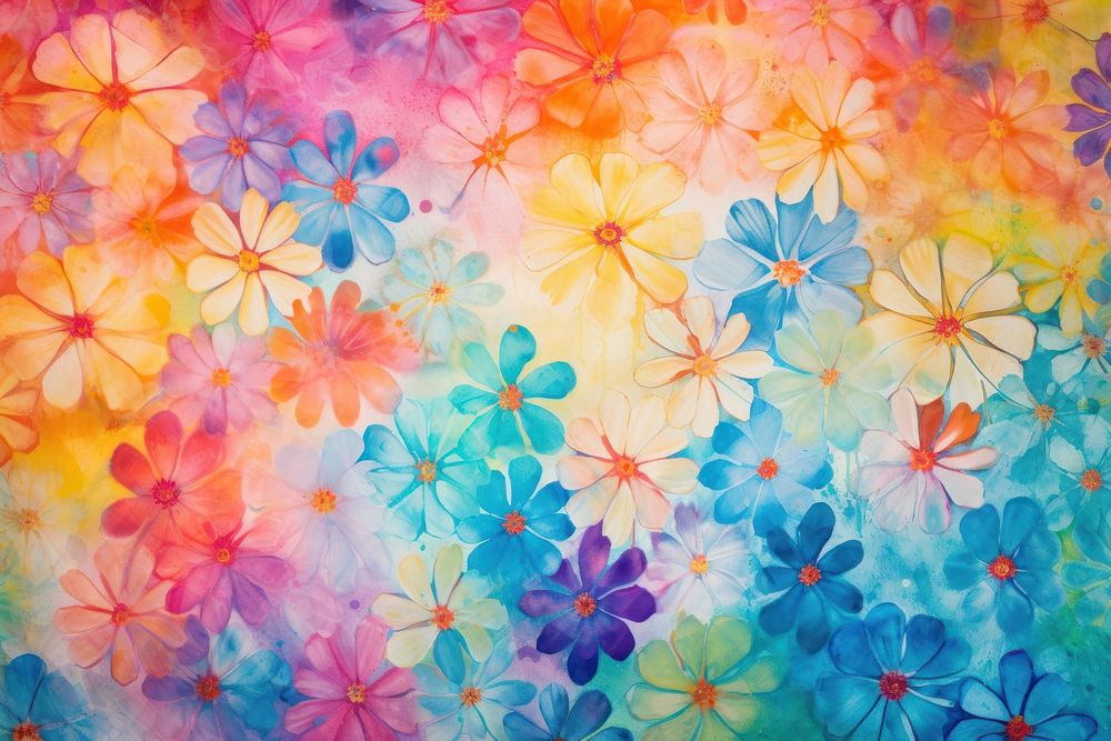 Flower pattern backgrounds textured painting. AI generated Image by rawpixel.