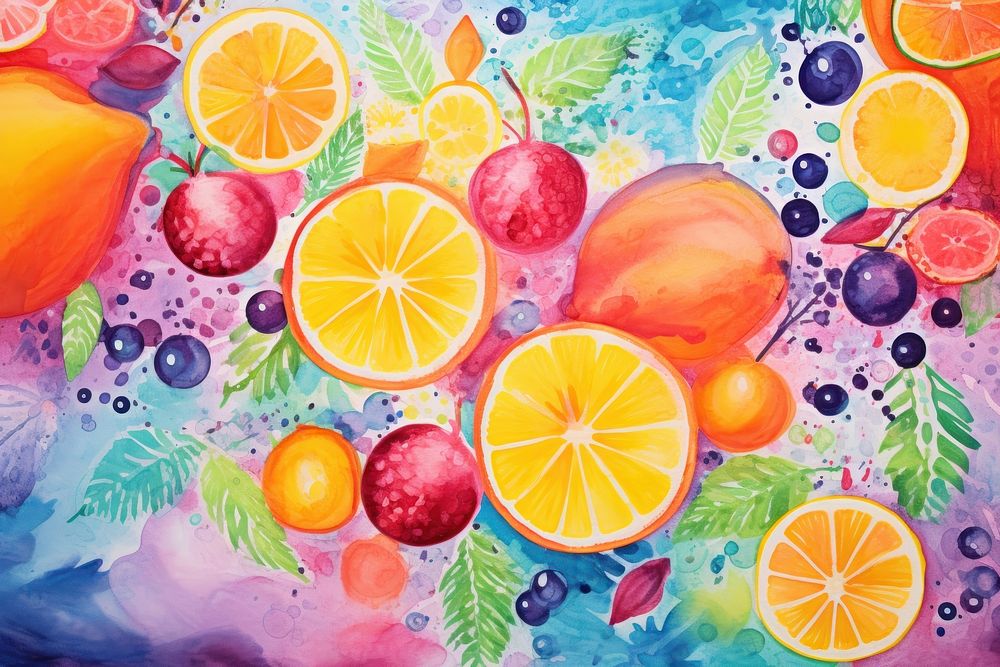 Fruit pattern painting backgrounds grapefruit. AI generated Image by rawpixel.