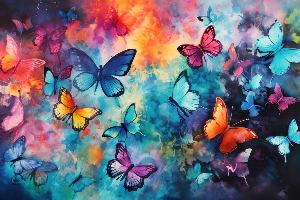 Butterfly pattern painting backgrounds outdoors. AI generated Image by rawpixel.