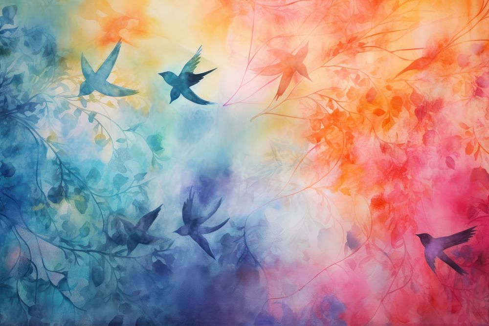 Bird pattern painting backgrounds painted. AI generated Image by rawpixel.