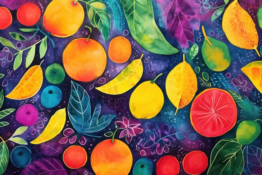 Fruit pattern backgrounds painting plant. AI generated Image by rawpixel.