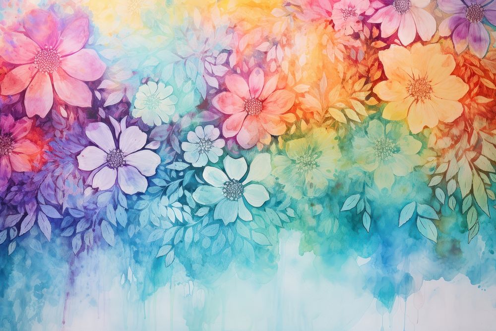 Flower pattern painting backgrounds textured. AI generated Image by rawpixel.