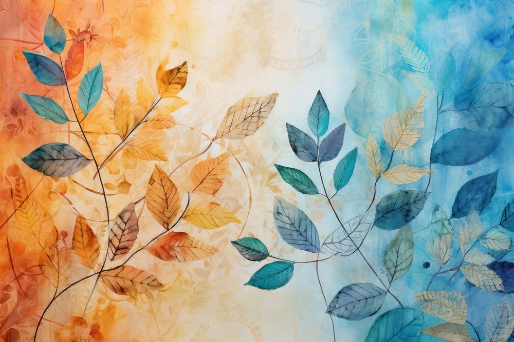 Leaves painting backgrounds textured. AI generated Image by rawpixel.