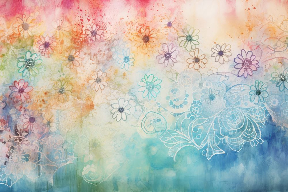 Floral pattern backgrounds textured painting. AI generated Image by rawpixel.