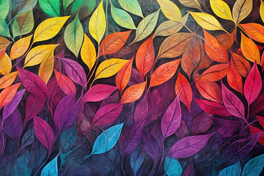 Leaves backgrounds painting pattern. AI generated Image by rawpixel.