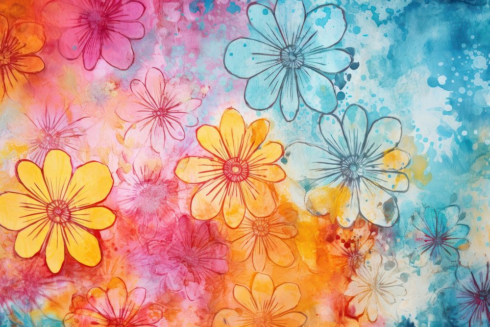 Floral pattern painting backgrounds textured. AI generated Image by rawpixel.