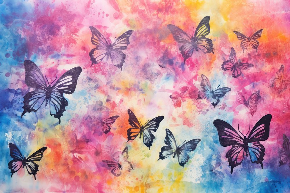 Butterfly pattern painting backgrounds purple. AI generated Image by rawpixel.