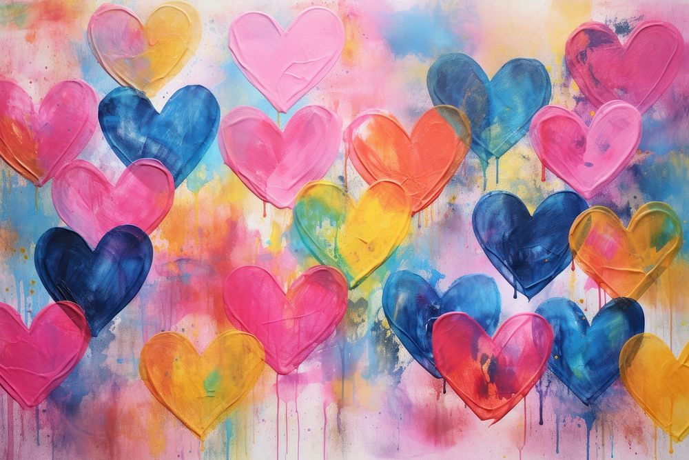 Hearts backgrounds painting painted. AI generated Image by rawpixel.
