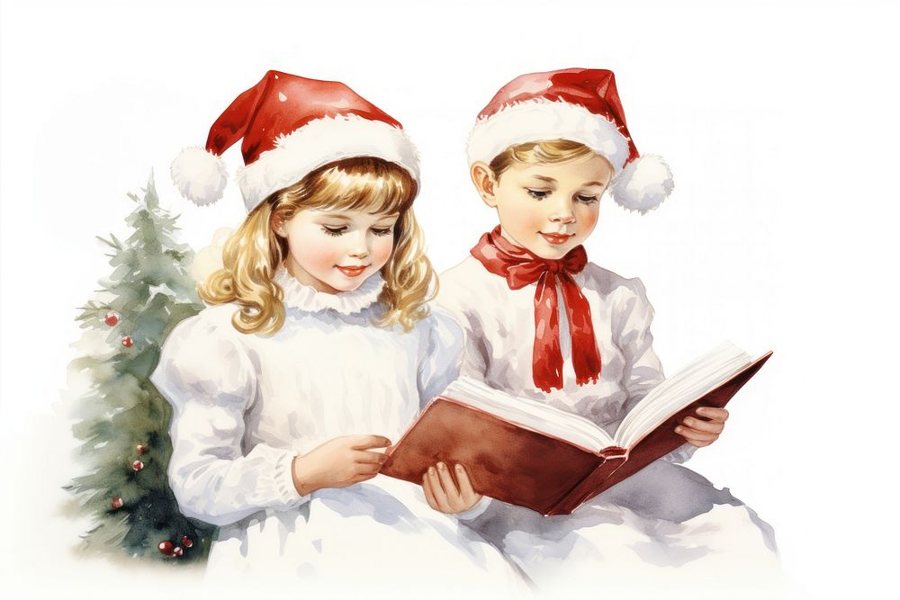 Children reading books christmas child baby. AI generated Image by rawpixel.
