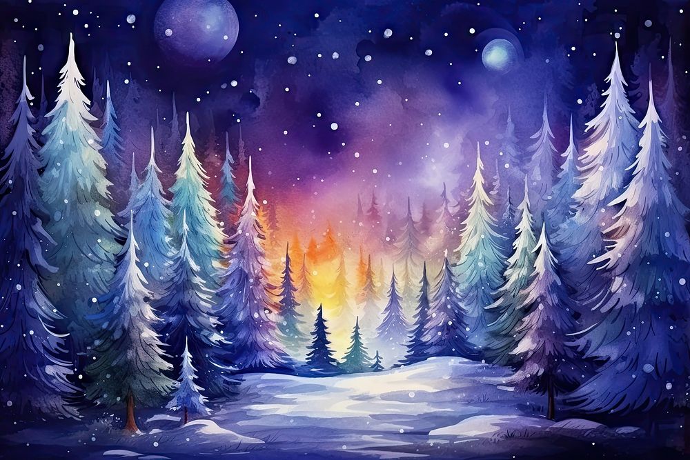 Magical forest christmas tree landscape. AI generated Image by rawpixel.