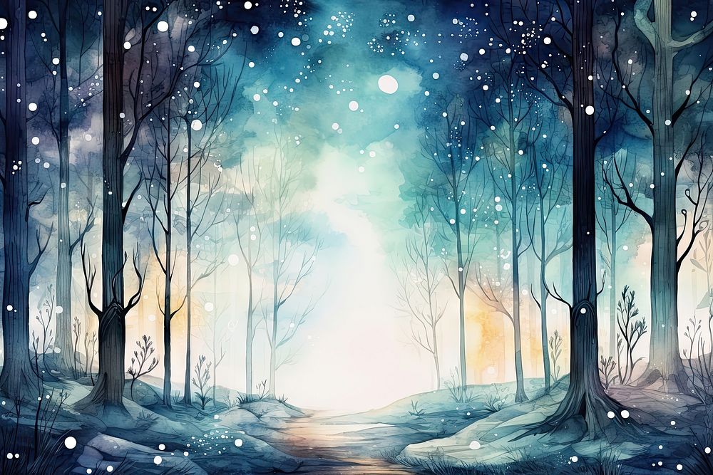 Magical forest tree backgrounds astronomy. AI generated Image by rawpixel.