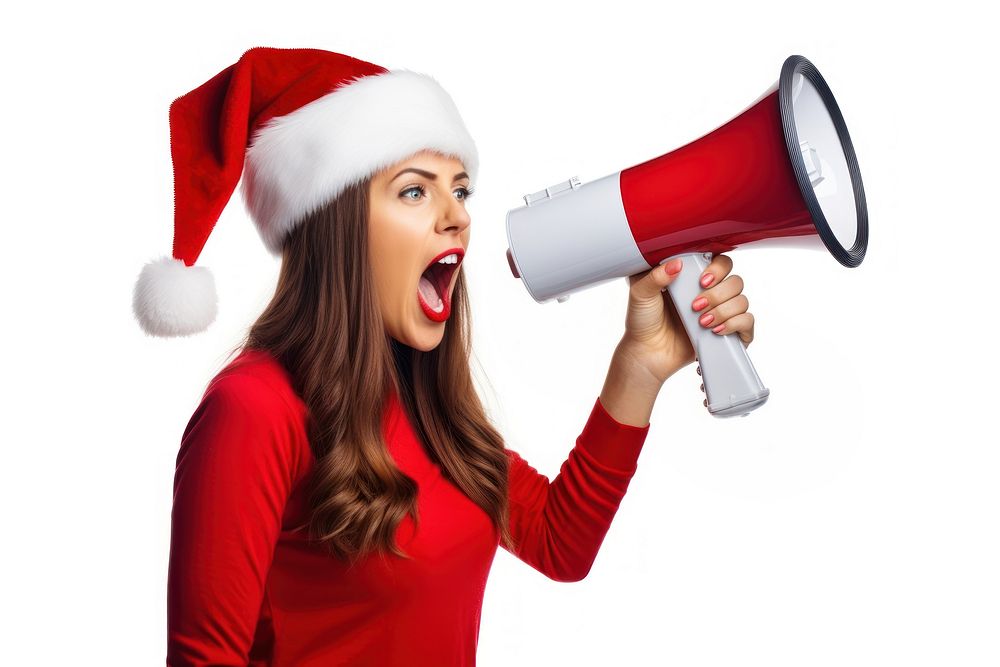 Using a megaphone christmas shouting adult. AI generated Image by rawpixel.