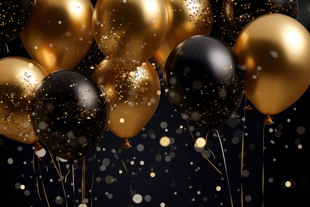 Balloon gold illuminated celebration. AI generated Image by rawpixel.