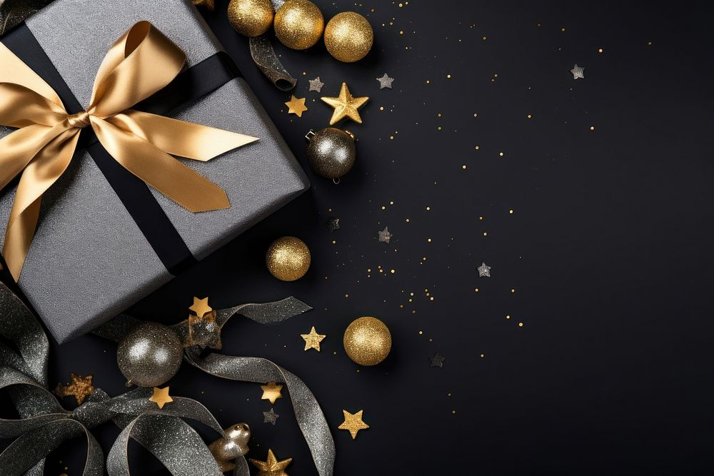 Christmas decorations christmas ribbon gold. AI generated Image by rawpixel.