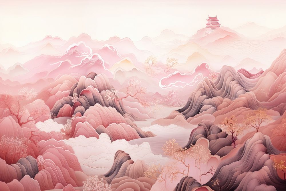 Chinese mountain art backgrounds nature. AI generated Image by rawpixel.