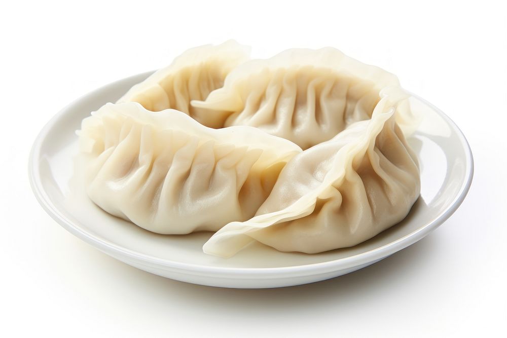 Chinese dumpling plate food white background. AI generated Image by rawpixel.
