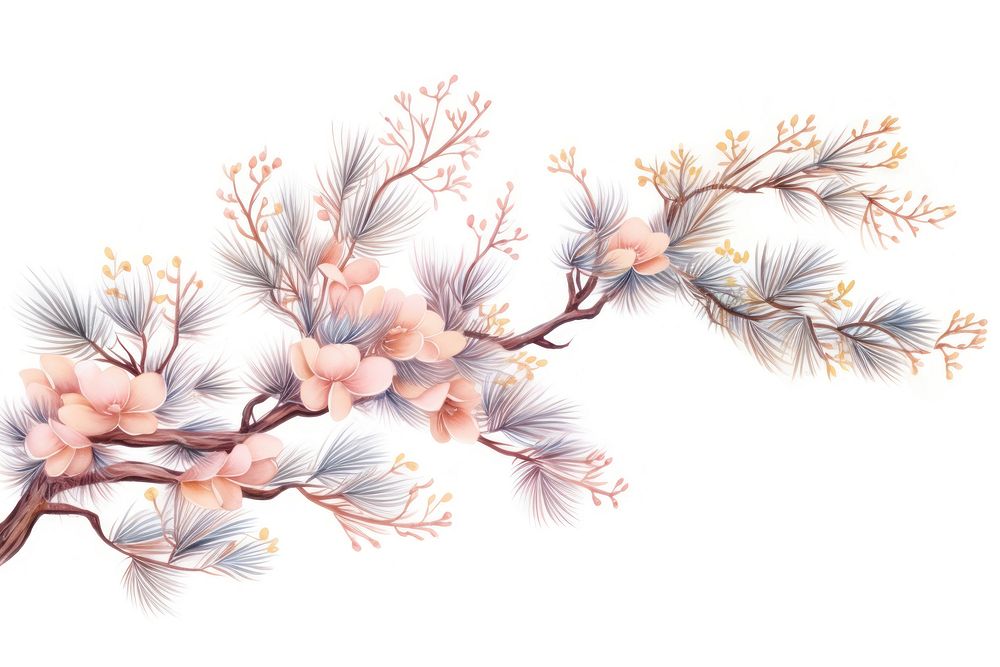 PNG Chinese pine tree branch blossom flower plant. AI generated Image by rawpixel.