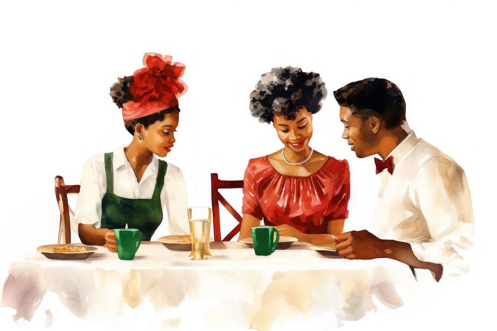 African american family dinner restaurant adult table. AI generated Image by rawpixel.