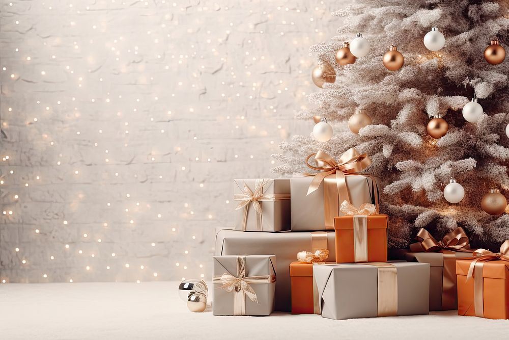 Christmas backgrounds gift tree. AI generated Image by rawpixel.