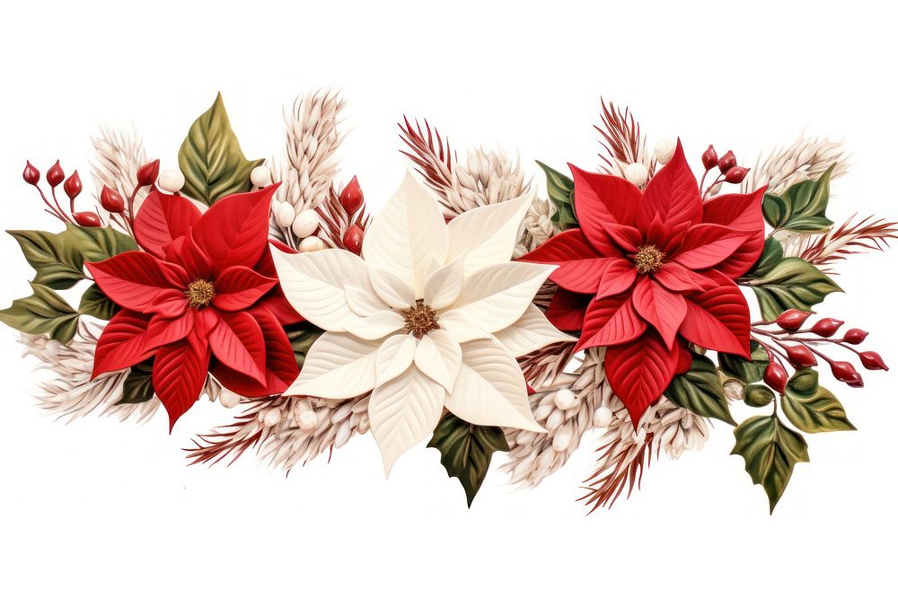 Christmas flower border christmas plant white background. AI generated Image by rawpixel.