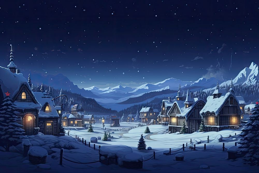 Christmas village landscape christmas outdoors. AI generated Image by rawpixel.