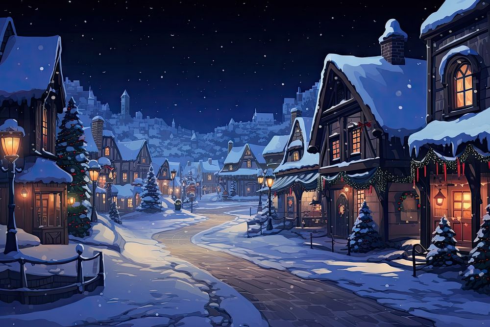 Christmas village christmas outdoors snow. AI generated Image by rawpixel.