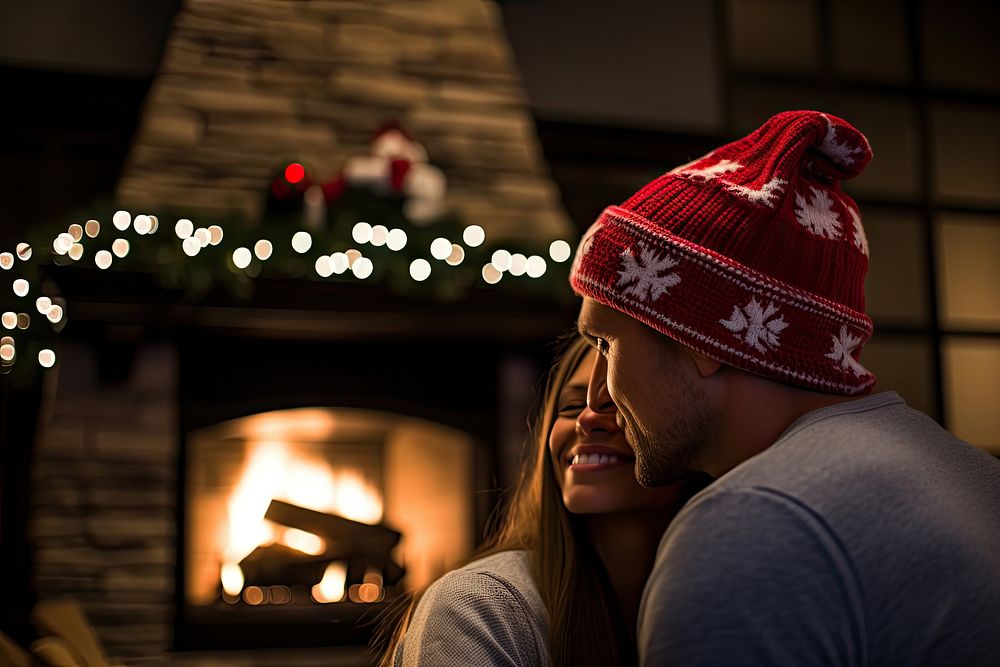 Fireplace christmas hearth beanie. AI generated Image by rawpixel.