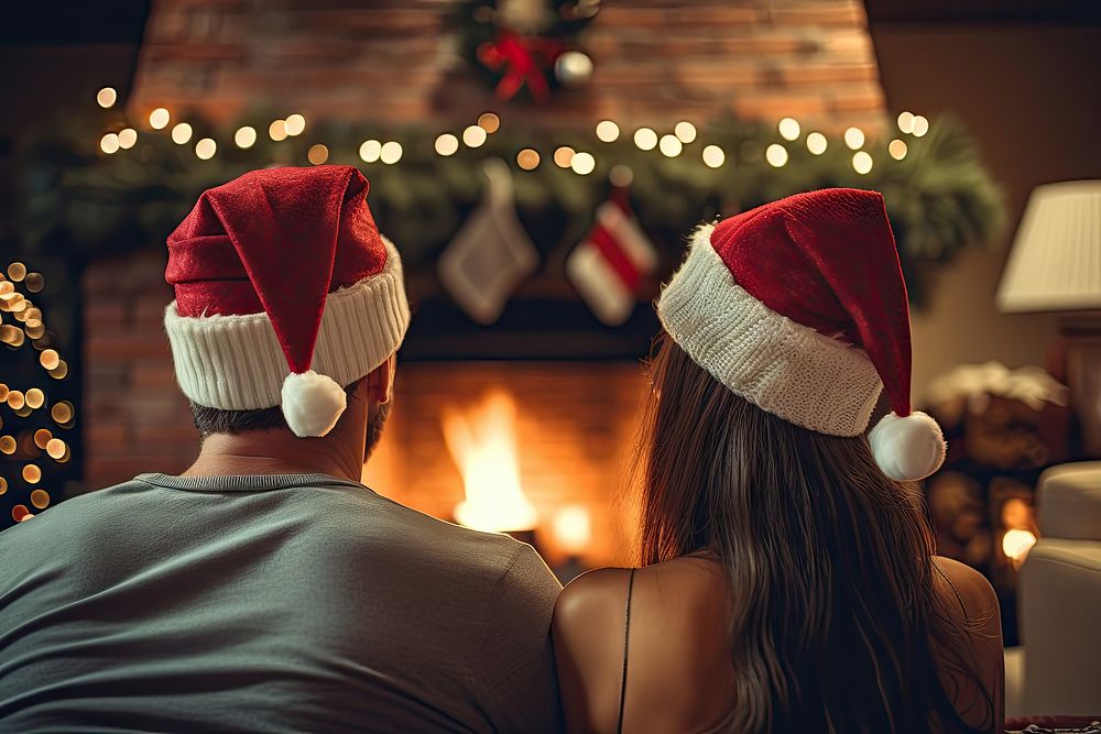 Christmas fireplace adult hat. | Free Photo - rawpixel