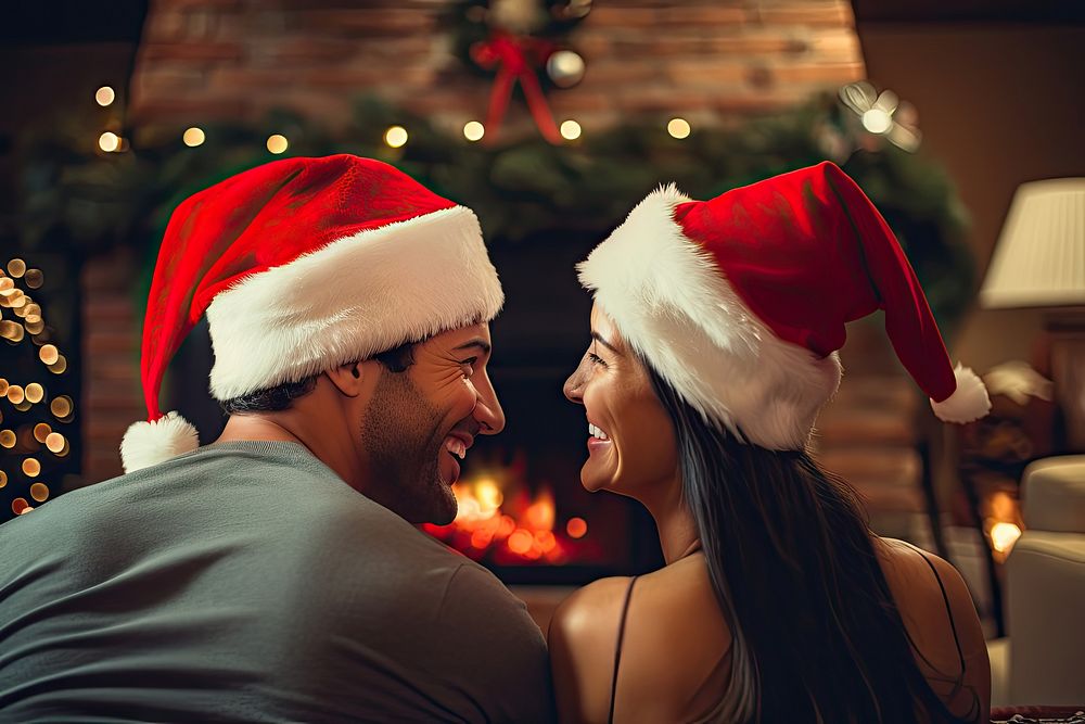 Christmas fireplace adult tree. AI | Free Photo - rawpixel