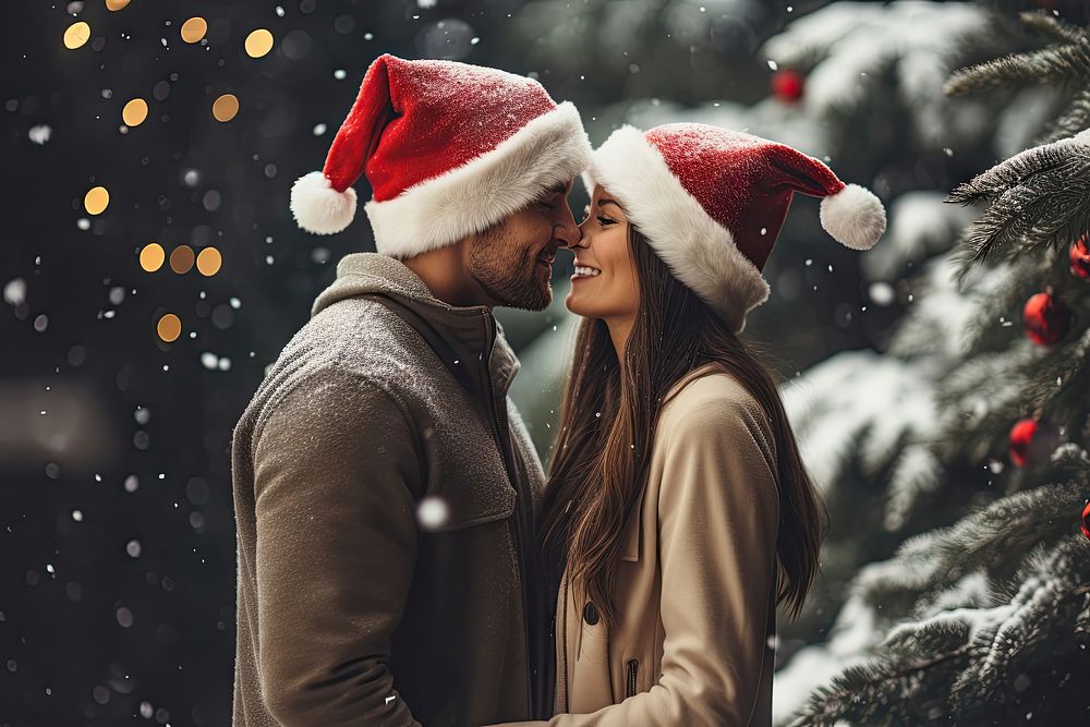 Christmas kissing adult tree. AI generated Image by rawpixel.
