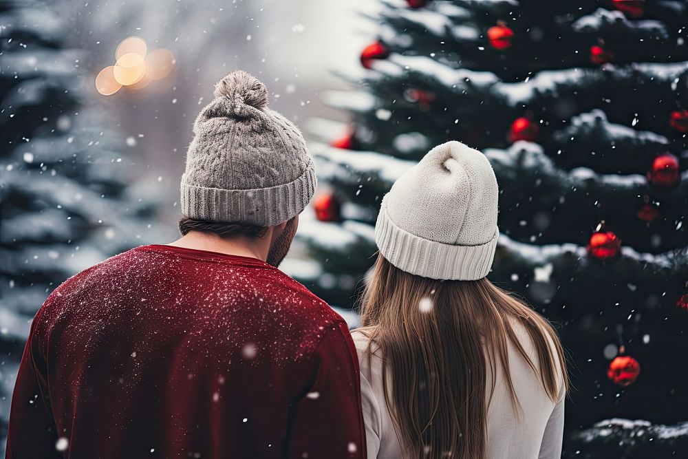 Snow christmas outdoors adult. AI generated Image by rawpixel.