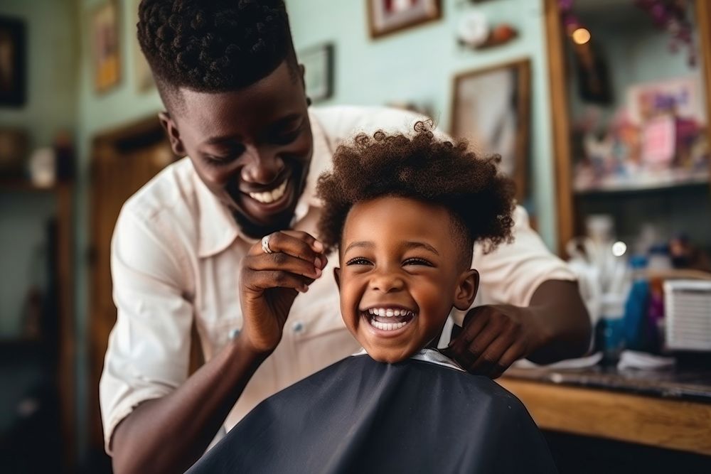 Haircut child kid togetherness. AI generated Image by rawpixel.