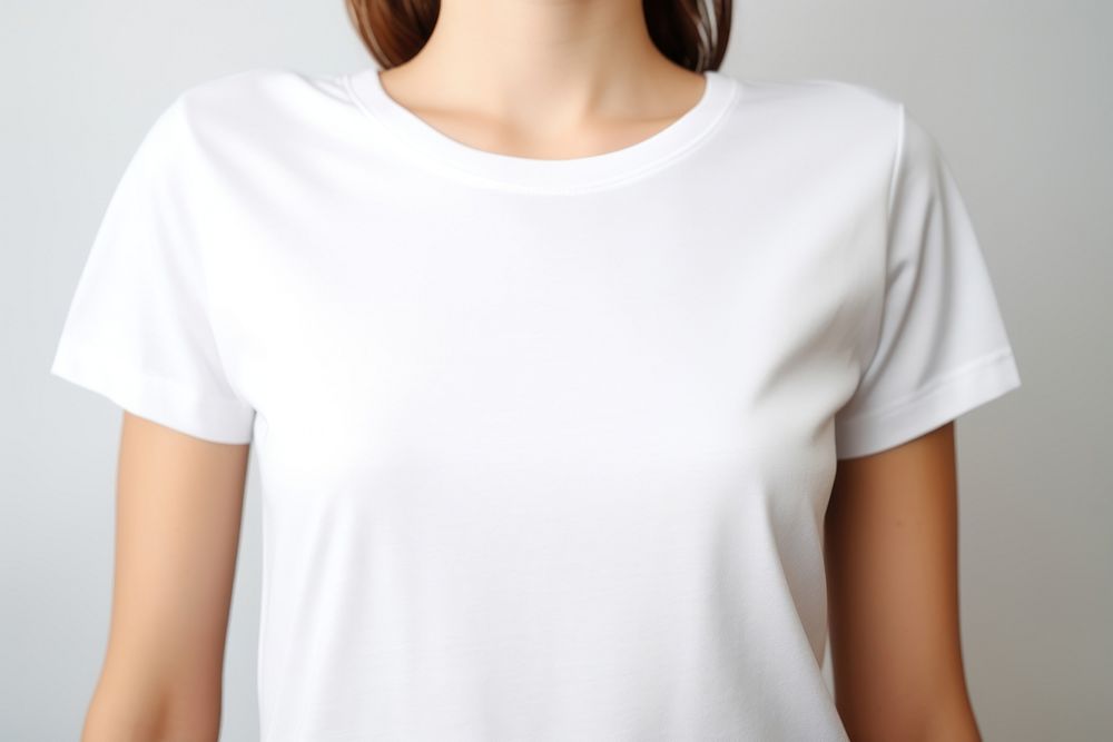 White t-shirt sleeve midsection outerwear. AI generated Image by rawpixel.