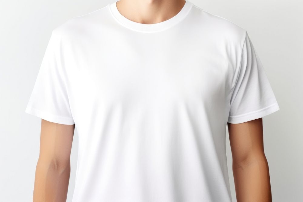 White t-shirt sleeve white background midsection. AI generated Image by rawpixel.