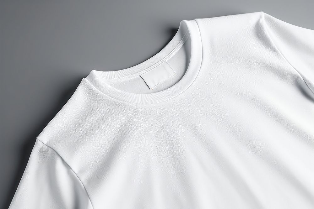 Tagless label t-shirt mockup sleeve white undershirt. AI generated Image by rawpixel.