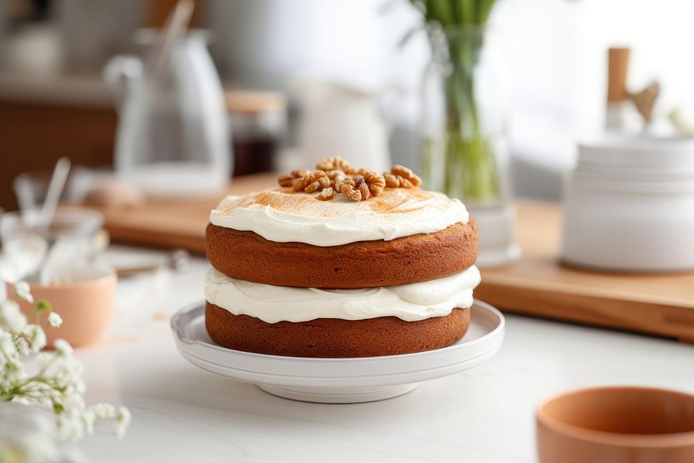 Carrot cake dessert cream food. AI generated Image by rawpixel.