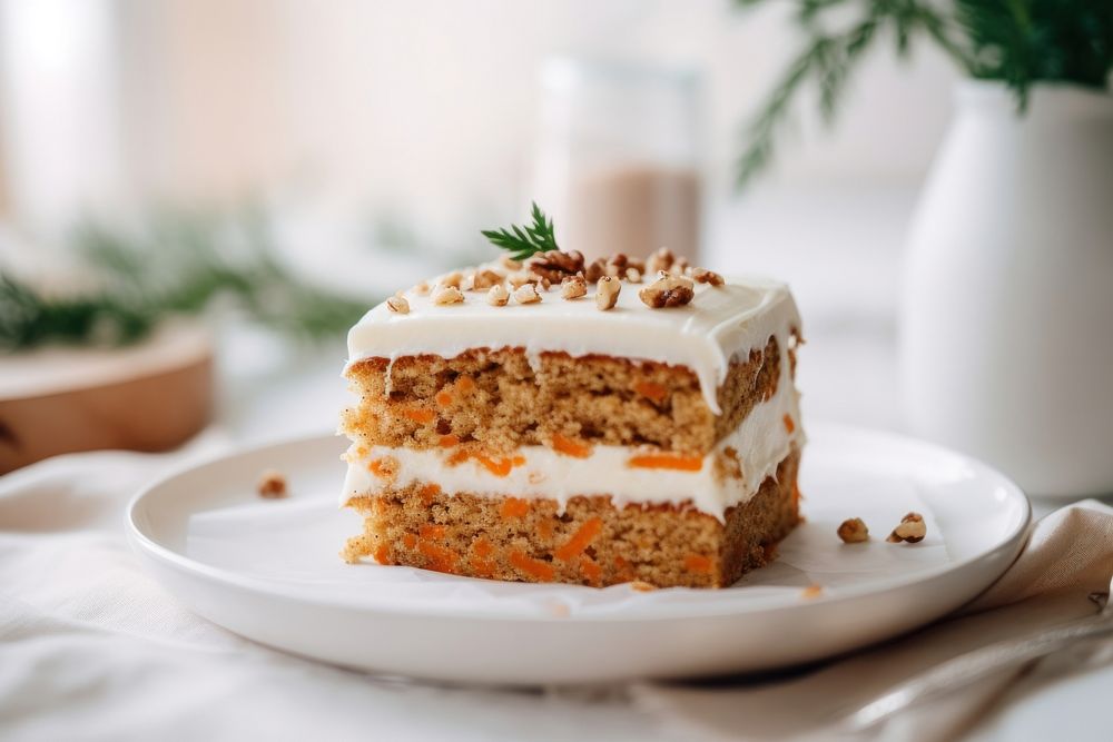 Carrot cake dessert plate food. AI generated Image by rawpixel.