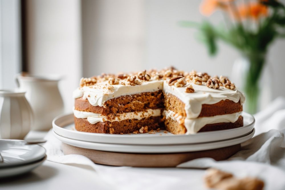 Carrot cake dessert cream food. AI generated Image by rawpixel.